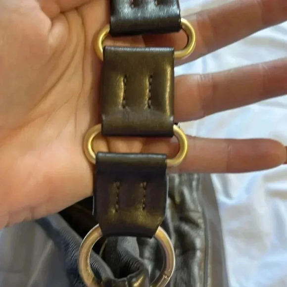 Cole Haan Bronze Brown Soft Pebbled Leather Ruched Shoulder Purse - Picture 6 of 6